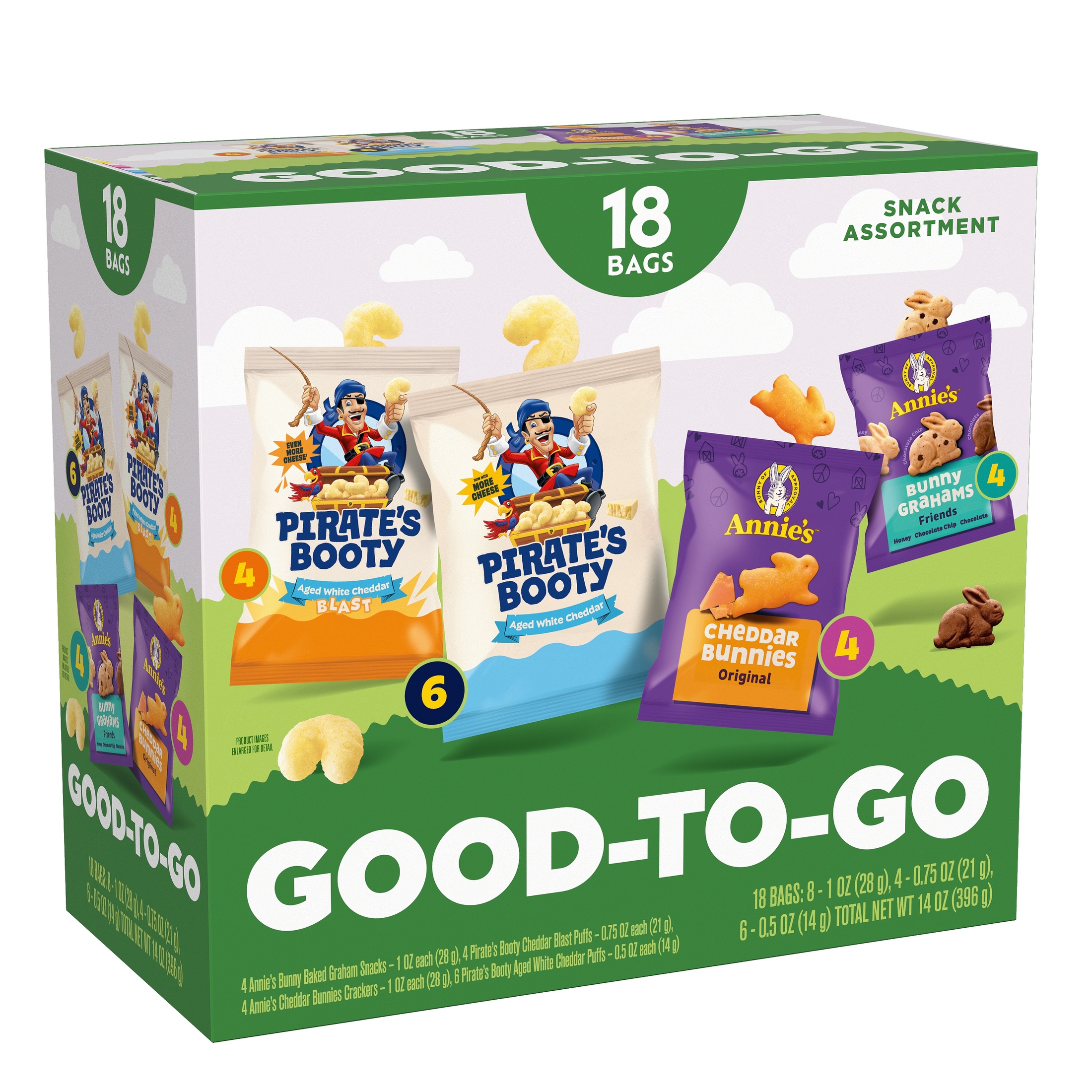Pirate's Booty Puffs and Annie's Organic Crackers Snack Variety Pack, 18 Count