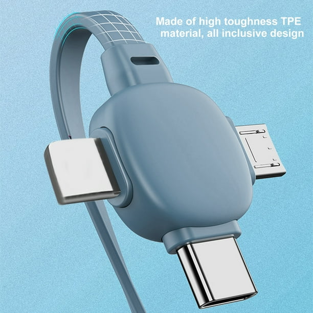 Cable de carga múltiple - Cable USB retráctil múltiple 3 en 1 Cable de carga rápida