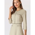 thumbnail image 4 of DARING DIVA A-Line Contrast Color Tweed Trim Dress XL Grey Beige, 4 of 6