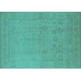 thumbnail image 1 of Ahgly Company Machine Washable Indoor Rectangle Oriental Turquoise Blue Traditional Area Rugs, 7' x 9', 1 of 4