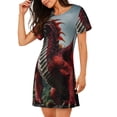 thumbnail image 2 of Sikiie Majestic Red Dragon Print Women's Short-sleeved Nightdress, Round Neck Pullover Nightdress Pajamas Summer Home Wear, 2 of 6