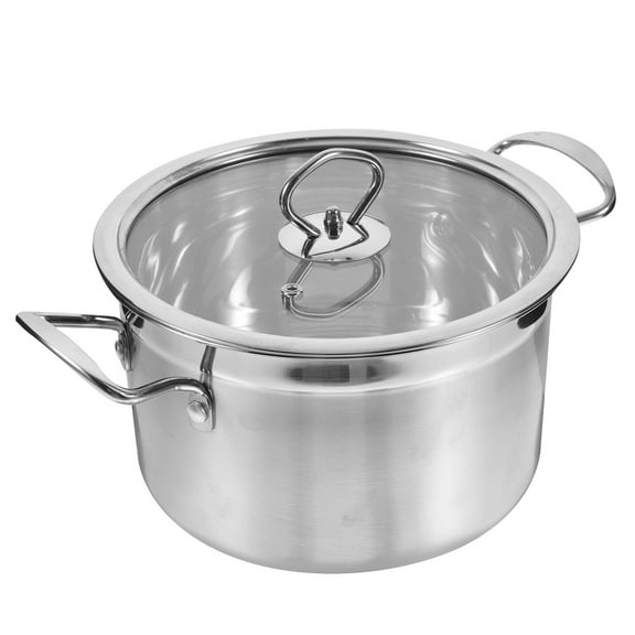 Worgeous Kitchen Soup Pot Steel Stock Pot Silver Rectangular Bottom 1Set 11.6X8.3X4.7In