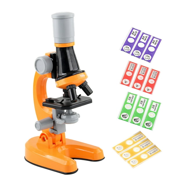 Microscope 1200X Microscope Children Optical Microscope with LED Light Collection Bottles 12pcs Slides for Kids Student Beginner Science Educational Toy