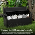 thumbnail image 3 of EasyUp 80 Gallon Storage Bench Deck Box Waterproof Lockable,Outdoor Storage Furniture for Patio,Garden and Porch,Tools and Cushions（Black）, 3 of 9
