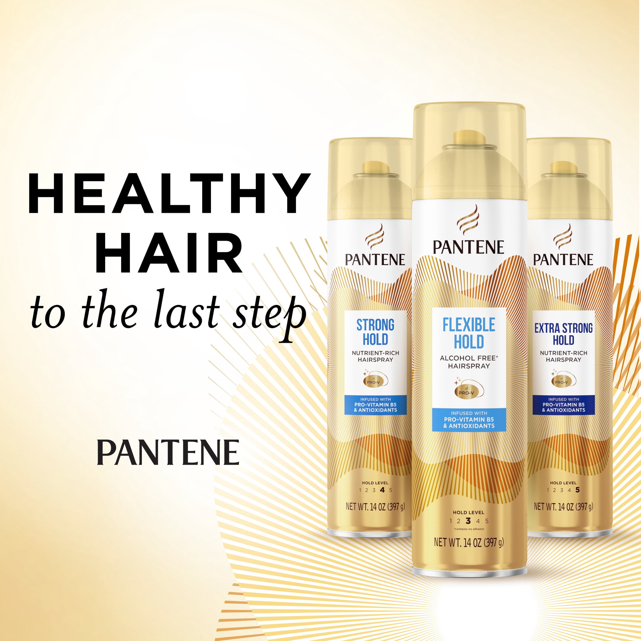 Pantene Flexible Hold Alcohol-Free Hairspray, Level 3, with Pro-Vitamin B5 and Antioxidants, 14 oz