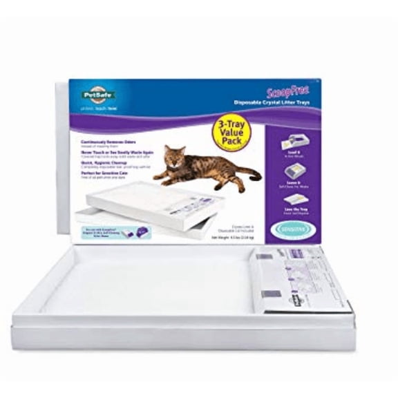 PetSafe ScoopFree Self-Cleaning Cat Litter Box Tray Refills, Crystal Cat Litter - 3-Pack