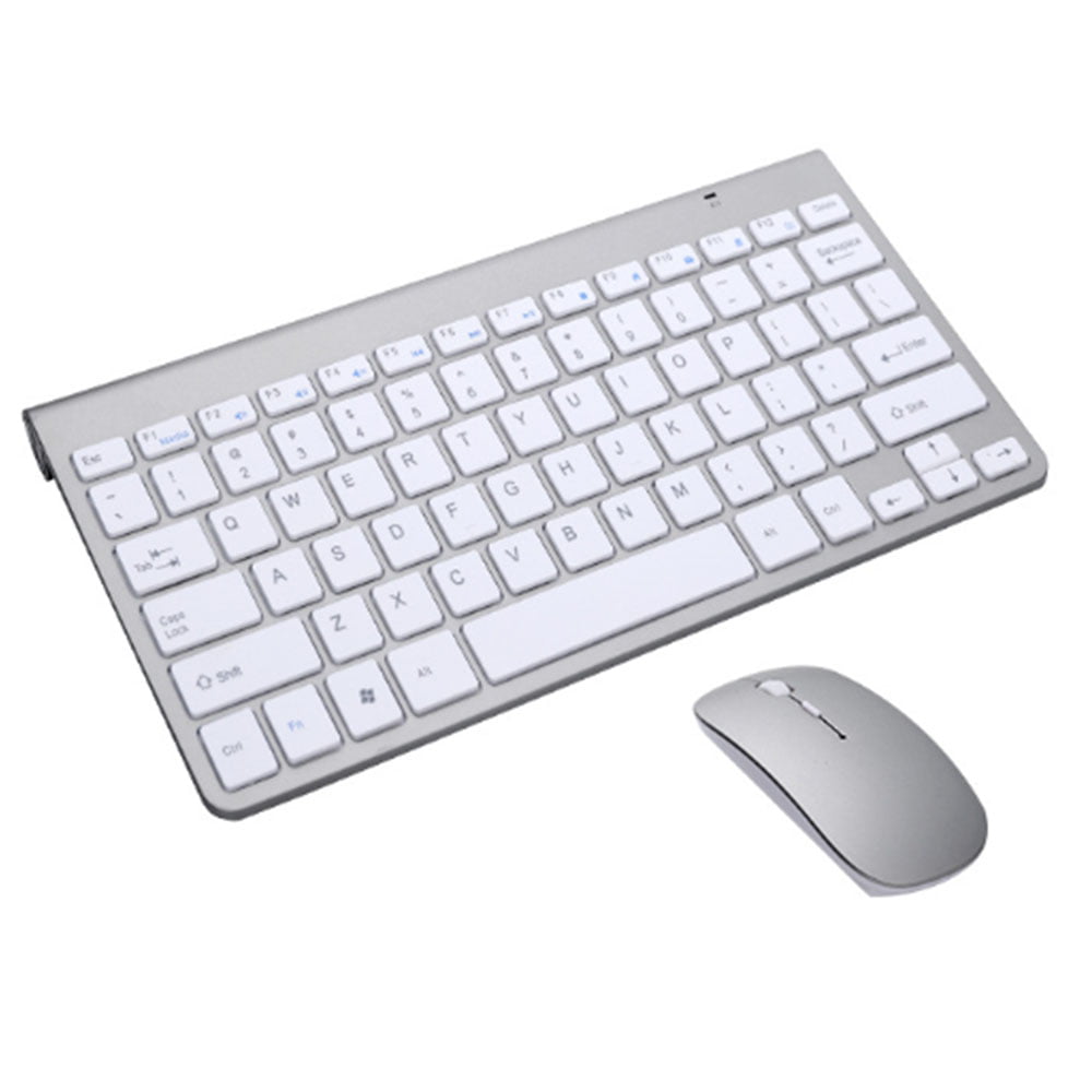Silver Laptops Windows Wireless Keyboard and Mouse 2.4GHz Silent USB for PC Desktops Computer 