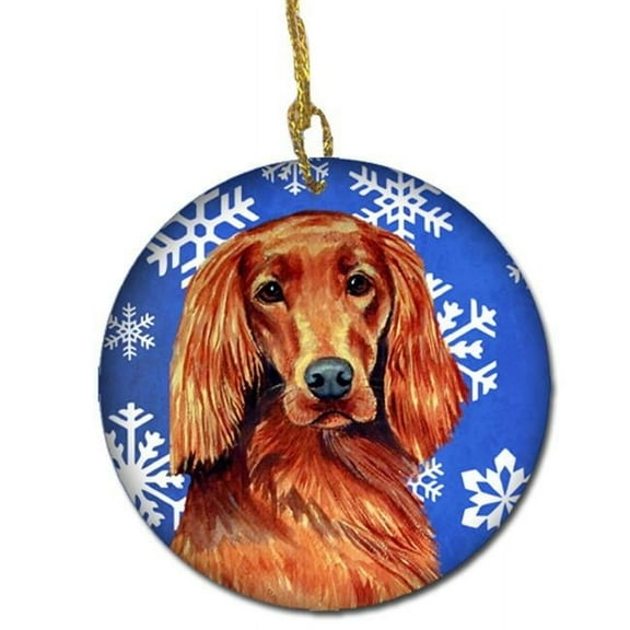 Irish Setter Winter Snowflake Holiday Ceramic Ornament
