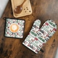 thumbnail image 5 of Multicolor Christmas Pattern Kitchen Oven Mitt and Pot Holder Sets 2 Pcs for Baking, Cooking and Grilling, Heat Resistant Up To 392 °F, 5 of 7