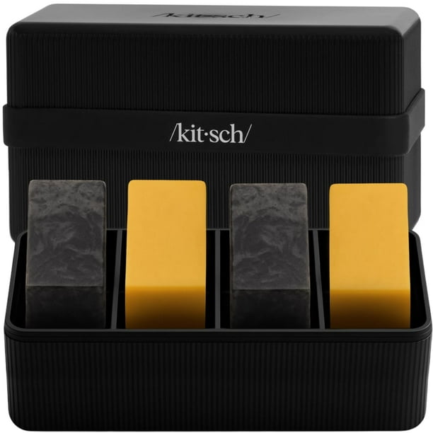 Kitsch 4-Compartment Travel Soap Case – Bar Soap Holder & Organizer, Travel Case for Bars – TSA-Approved – Lightweight, Durable, Leak-Proof, Made from Recycled Plastic – Black