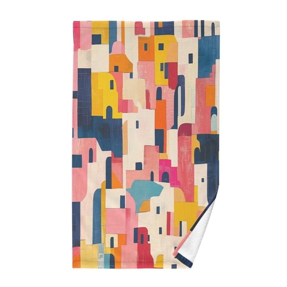 Yayeee 100% Cotton Hand Towels for Bathroom 16" x 28" Soft Absorbent Kitchen Towel, Art Geometric