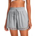 thumbnail image 2 of Only Moment Women's Summer Shorts Polyester Soft High Waist Shorts for Home,Summer with Pockets, Travel and Beach Vacation Summer Shorts Khaki,XL, 2 of 6
