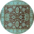 thumbnail image 1 of Ahgly Company Indoor Round Oriental Light Blue Traditional Area Rugs, 7' Round, 1 of 4