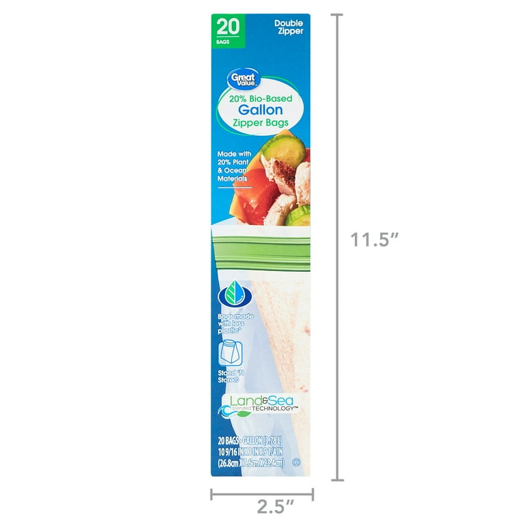 Great Value Reclosable Gallon Bags, Made with Bio-Based Materials