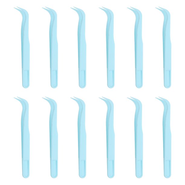 Paquete de 12 pinzas de plástico para manualidades, pinzas dobladas de 4.5" para alimentación de animales, pinzas para pegatinas desechables (Azul)