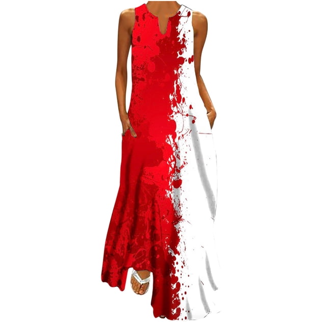 Birdeem Robe Débardeur Décontractée Imprimée pour Femmes Robe de Plage Col en V avec Poches Robe Sans Manches