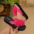 thumbnail image 4 of CHUMUD Womens Outdoor Fuzzy Flower Decor Toe Post Platform Flip-Flop Sandals, Casual Open Toe Slip-On Slippers, Lightweight Summer Beach Sandals, 4 of 9