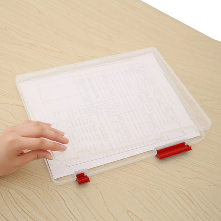 Document Box Lightweight Transparent PP Portable A4 File Box for Magazines  Red PP