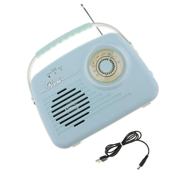 Yinanstore Radio Portable Mignonne Radio Facile à Utiliser Lecteur Multifonction Compact Rechargeable BT 5.0 Radio BT Design Rétro pour Cuisine Maison Bleu