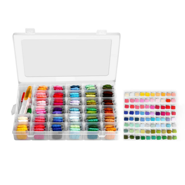 Embroidery Floss Set with Organizer Box 96 Rainbow Colors Bracelets Floss  String Embroidery Thread Craft Floss Cross Stitch Threads with Embroidery