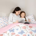 thumbnail image 5 of Feelyou Dreamy Pink Butterly Full Size Comforter Sets, Spring Tulip Flower Bedding Comforter Set, Kawaii Princess Style Reversible Bedding Sets, Luxury Bedroom Decor, 3pcs, 5 of 8