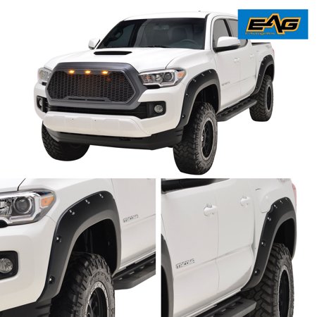 Sport Rear Fender Flares - EAG 16-18 Toyota Tacoma Front + Rear Fender Flares ABS Pocket Rivet Style