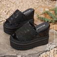 thumbnail image 7 of IUJSOY Slippers for Women Platform Sandals Wedge Slip on Shoes Peep Toe Lace Mesh High Heels, 7 of 7
