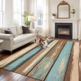 thumbnail image 2 of 5'x8' Area Rugs, Blue Brown Farmhouse Indoor Outdoor Area Rug for Living Room Bedroom, Retro Vintage Wood Washable Bathroom Rugs Kitchen Floor Carpet Mats Home Decor Aesthetic, 2 of 8