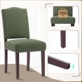 thumbnail image 3 of EOP Upholstered Dining Chair Set of 6, Wood Legs Parsons Chairs with Nailhead Trim Vintage Design for Kitchen Dining Room, Green, 3 of 9