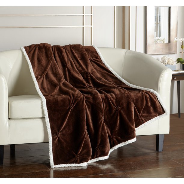 Chic Home 1Piece Barbuda Pinch Pleated Sherpa Lined 50x60" Throw