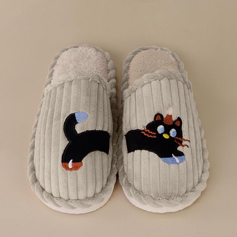 GPOECD Womens Slippers Women Cute Cat Pattern Closed Toe Indoor Outdoor ...