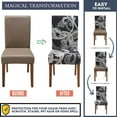 thumbnail image 3 of Chair Covers for Dining Room 6 Pack, Stretch Dining Chair Cover, Washable Spandex Kitchen Parsons Chair Slipcovers, Removable Seat Protector for Home or Party (Set of 6, Vintage Art), 3 of 6