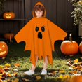thumbnail image 2 of Yuncity Halloween Kids Cape Ghost Face Hooded Sleeveless Cloak Casual Soft Loose Fit Fall Winter Poncho Holiday Party Cosplay Clothes Orange, 2 of 6