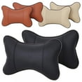 thumbnail image 3 of Limei Car Neck Pillows Both Side Pu Leather Headrest Fit for Most Cars Filled Fiber Universal Heatrests Pillow for Home and Office Chair (Coffee), 3 of 6