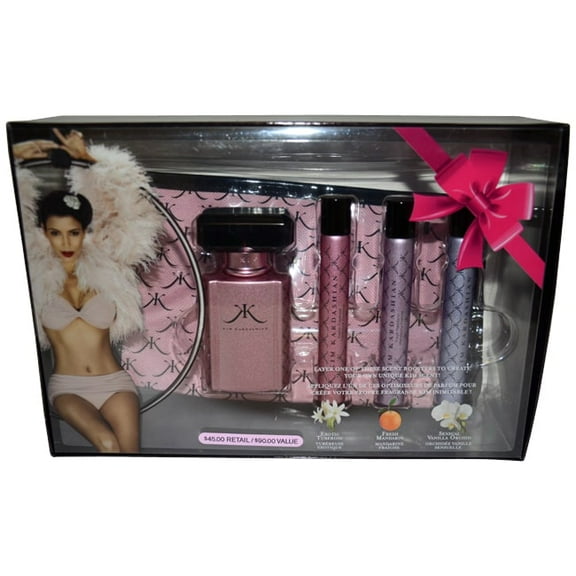 Kim Kardashian by Kim Kardashian for Women - 4 Pc Gift Set 1oz EDP Spray 0.34oz Exotic Tuberode EDP Rollerball 0.34oz Fresh Mandarin EDP Rollerball 0.34oz Sensual Vanilla EDP Rollerball