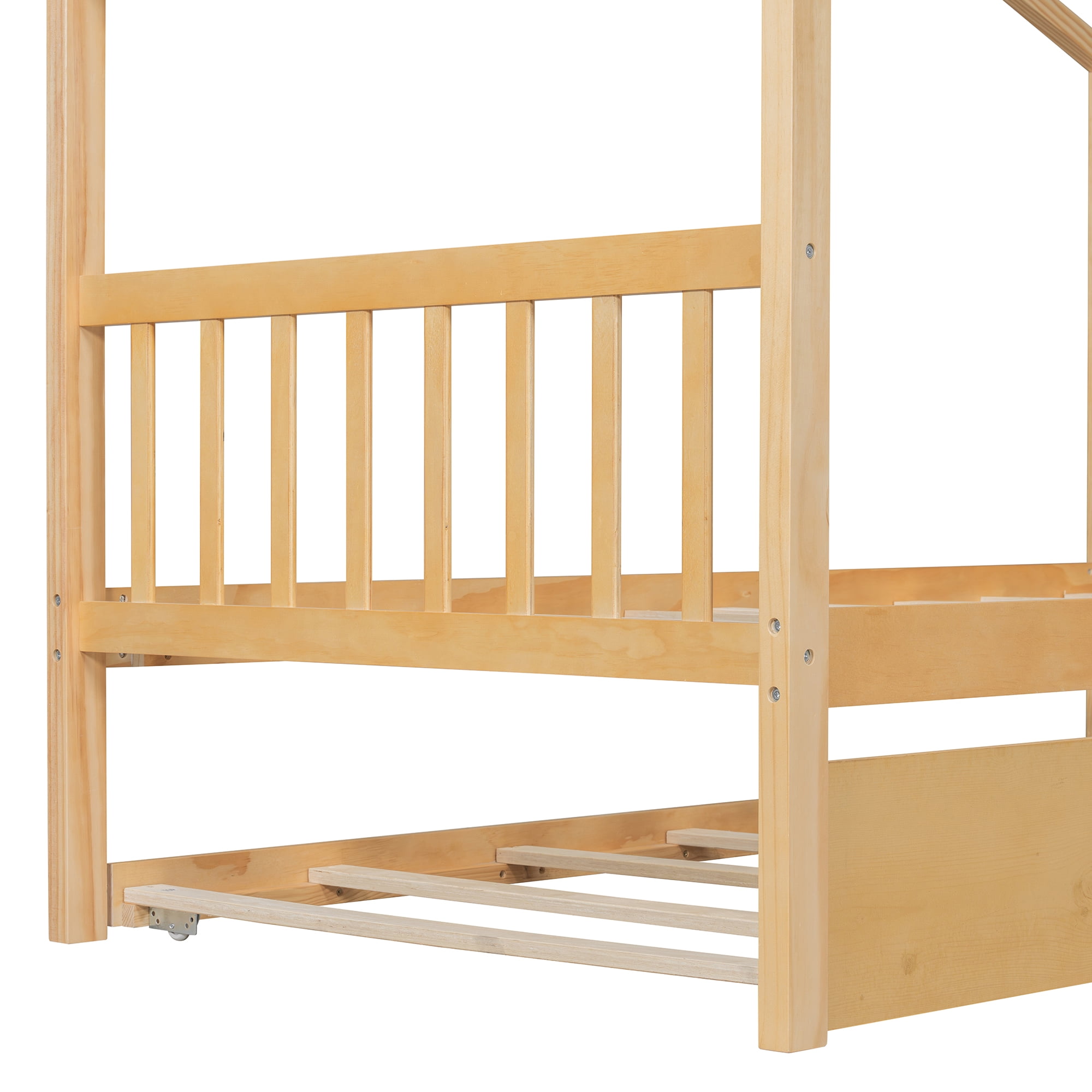Sailvan Twin Size Wooden House Bed with Twin Size Trundle