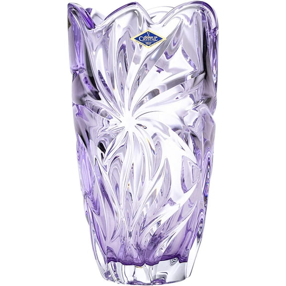 Bohemia Crystal AU52632 11" Flowers Vase 'Flora'. Lead-Free Crystal, Amethyst
