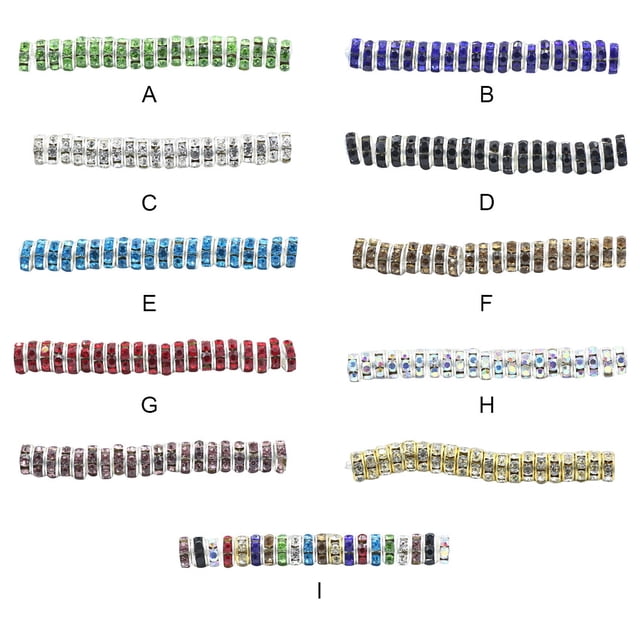 50 Pieces Rhinestone Rondelle Handmade Spacer for DIY Beads Jewelry Crystal Multi-colors Loose Bead Earring Necklace Accessories White