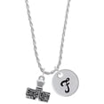 thumbnail image 1 of Delight Jewelry Silvertone 3-D ''Carpe Diem'' Stamp Silvertone Script Initial Disc - F - Charm Necklace, 20"+3", 1 of 4