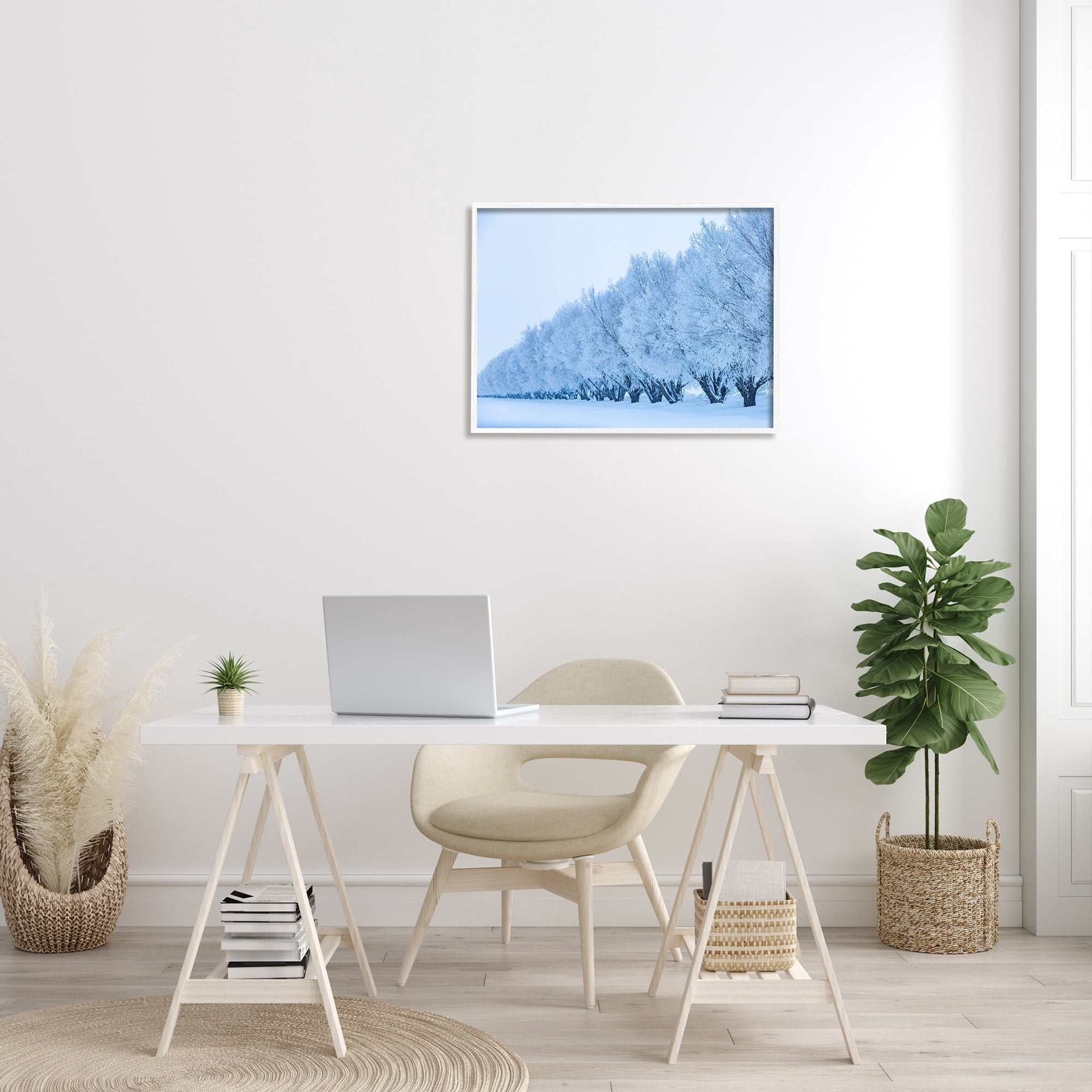 Stupell Industries Winter Tree Grove Snow Covered Branches Photography Photograph White Framed Art Print Wall Art, Design by Steve Smith