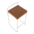 thumbnail image 7 of Fuji Contemporary Stackable Counter Stool In White With Camel Faux Leather Cushion - Set Of 2, 7 of 7