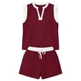 thumbnail image 7 of Womens Shorts Sets for Causal Summer Two Piece Tracksuit Lounge Wear Sets Crew Neck Shirt and Beach Shorts with Pockets Gym Airport Yoga Outfit Wine L, 7 of 7