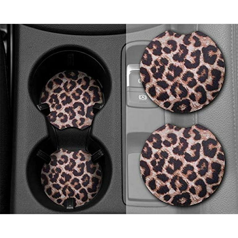 Car Coasters, Set Of 2 Car Coasters For Cup Holders, Cup Holder Coasters  For Car, Cute Car Accessories For Women And Girls (leopard)