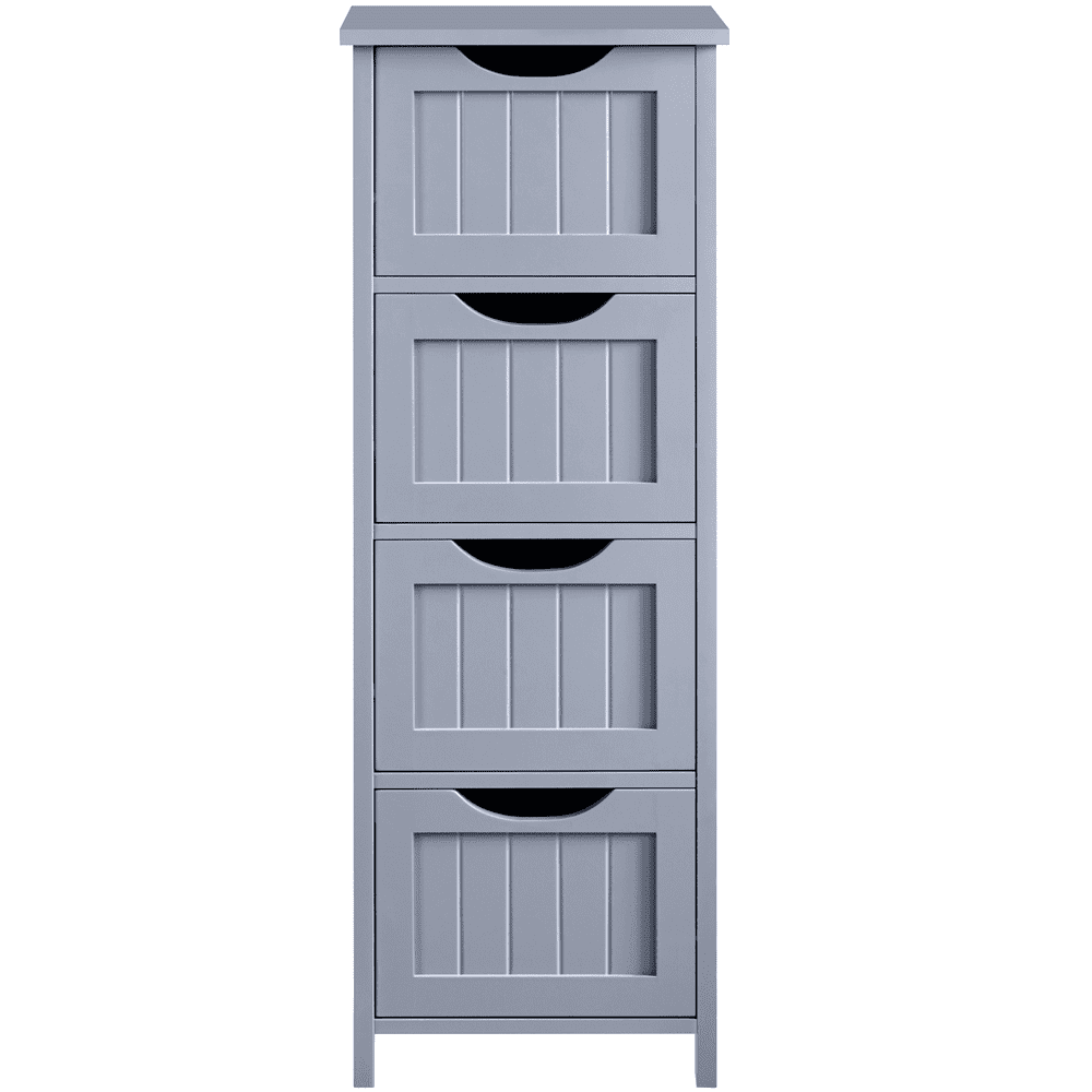 FullFurnique Wooden Freestanding Bathroom Floor Cabinet with 4 Drawers, Gray