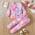 thumbnail image 2 of RTKFRFLM Girls Outfits Set 2 Piece Long Sleeve Tie Dye Digital Print Sweatshirt Pants Casual Outfit Toddler Kids Playwear Clothes Sets,Size 5-6 Years, 2 of 7