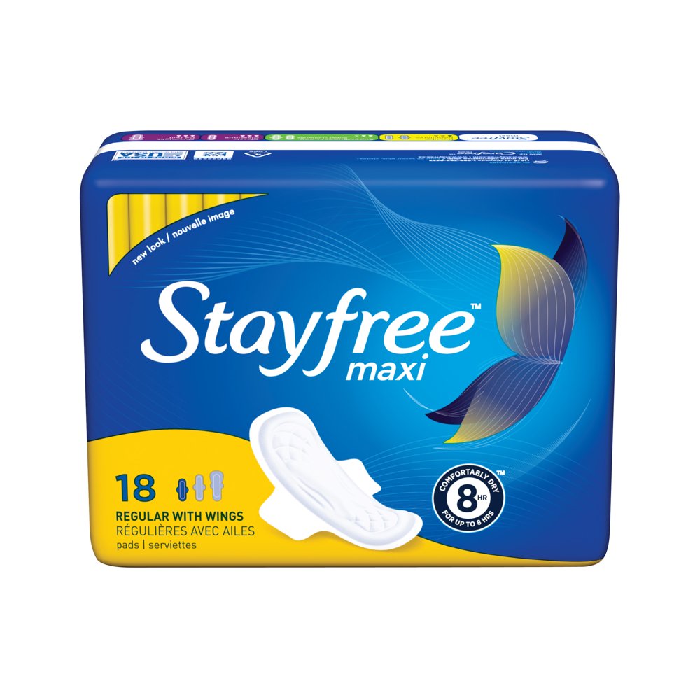 Stayfree Maxi Pads With Wings, Regular Absorbency, 18ct