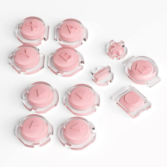 eXtremeRate Replacement Two-Tone Jelly Buttons for JoyCon, Pale Red & Clear w/Symbols Custom Controller ABXY Direction Home Capture   - Keys, DIY Action Face Buttons for Nintendo Switch & Switch OLED