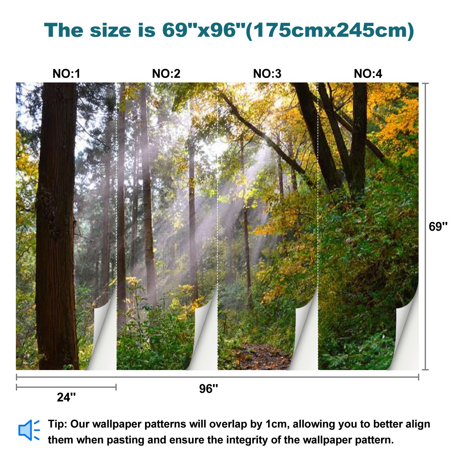 Peel and Stick Wallpaper sun shines lines those forests that used to be dense forests Modern Art Wall Mural Decor Self Adhesive and Removable 69in x 98in