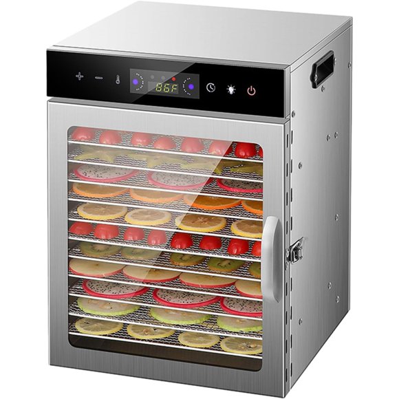 Food Dehydrator Machine,12-Tray Stainless Steel Dehydrator Machine, 24H Timer and Temperature Control (86°F-194°F), 800w Commercial Electric Food Dryer for Food, Jerky, Fruit, Dog Treats