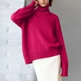 thumbnail image 2 of Women'S Sweaters, High Neck Sweaters for Women, Solid Color Ribbed Knit, Lightweight Pullover for Comfort, 2 of 5